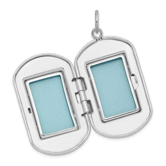 Sterling Silver 30mm Greek Key Border Rectangular Locket - Picture 4 of 7